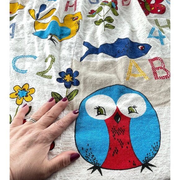 Vintage 70s nursery curtains, children bedroom, retro kitsch pleated panels - Picture 6 of 10